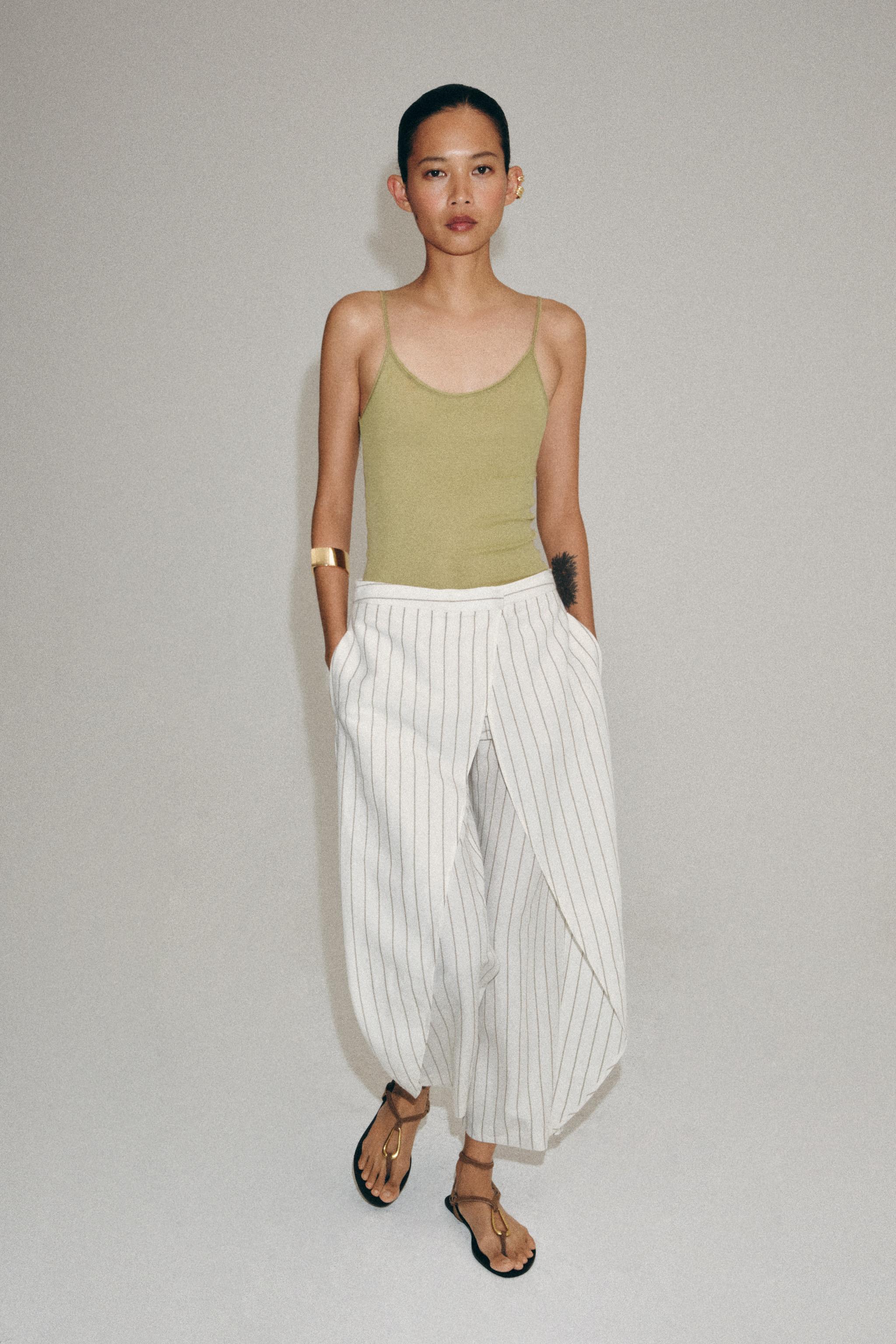 STRIPED LINEN PAREO PANTS ZW COLLECTION